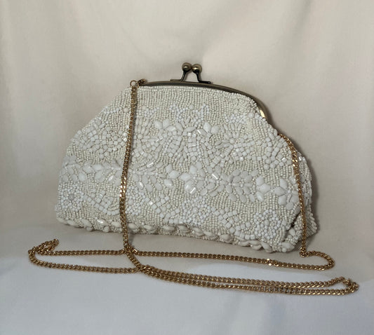 White Beaded Clutch Purse