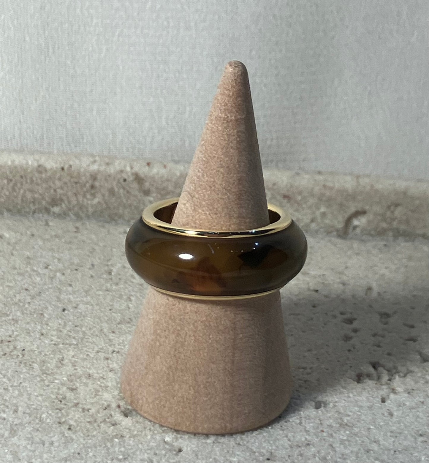 Gold Band Amber Ring