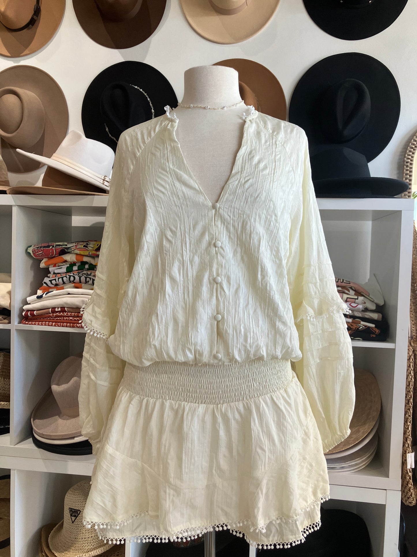 V-Neck Long Sleeve Ruffle Romper