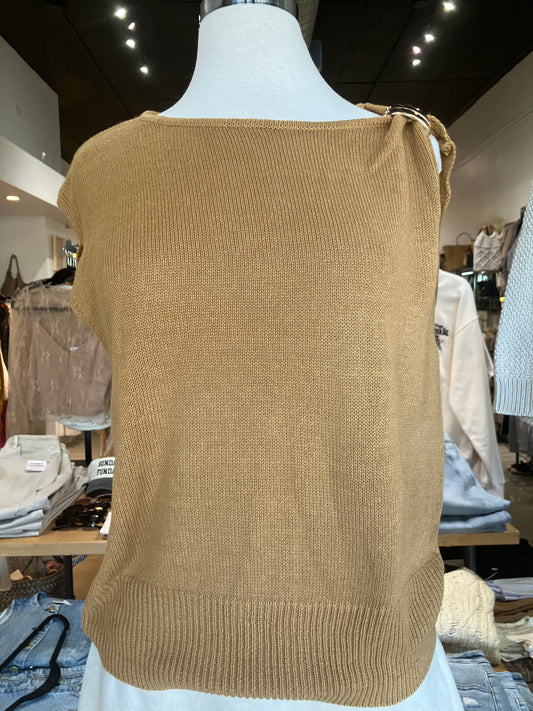 Asymmetric Caramel Sweater Top