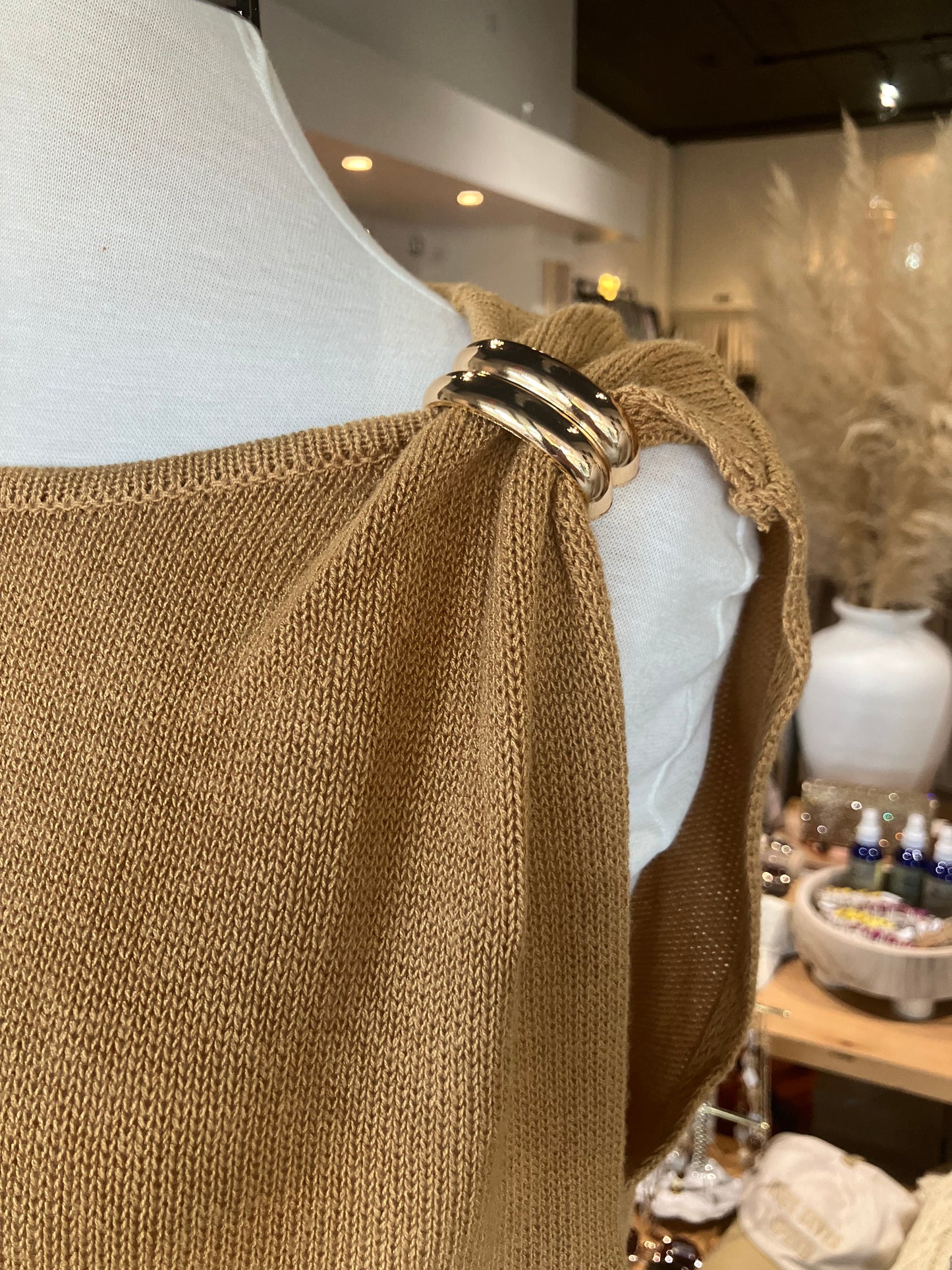 Asymmetric Caramel Sweater Top