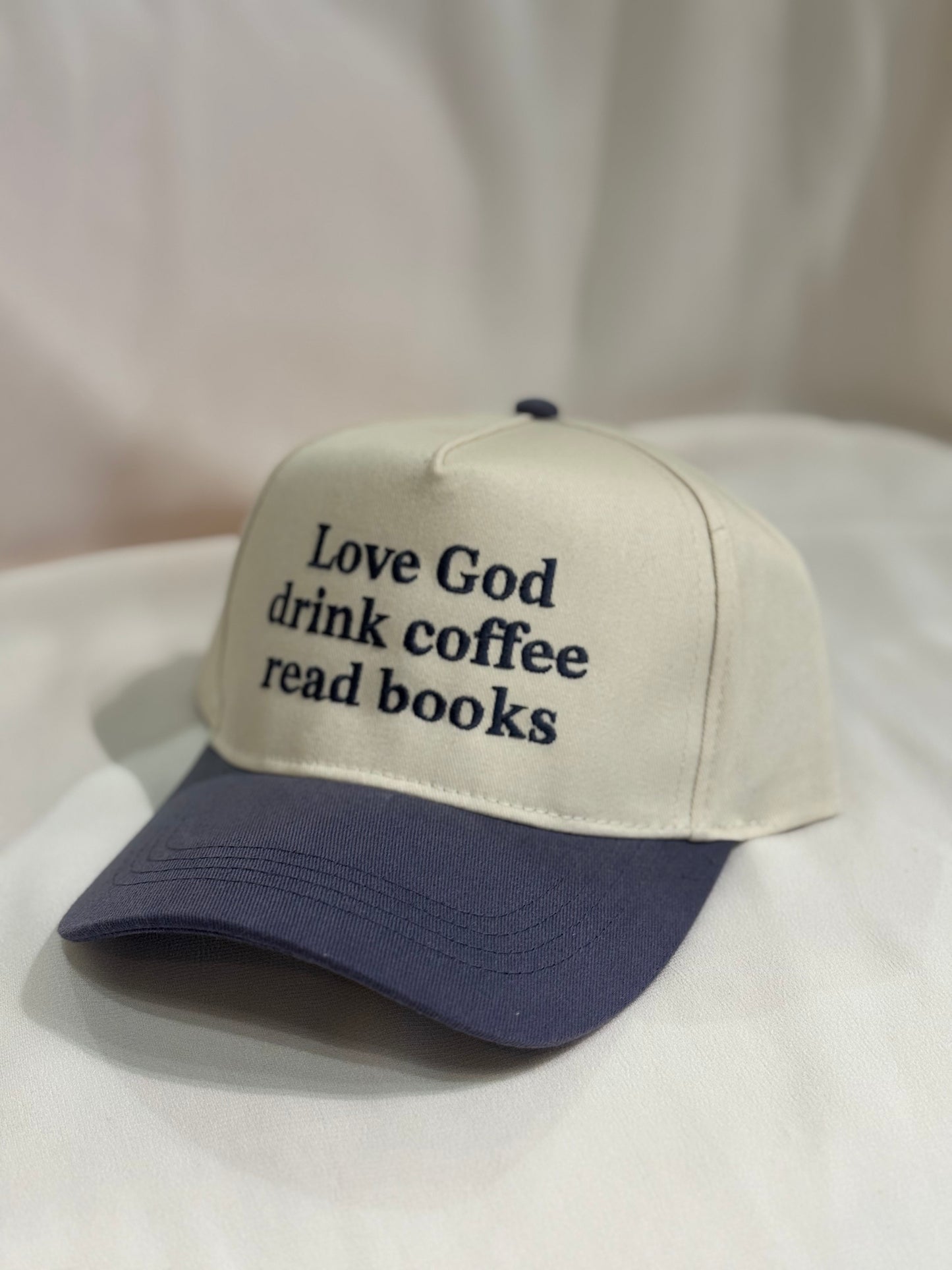 Love God Drink Coffee Read Books Embroidered Baseball Cap