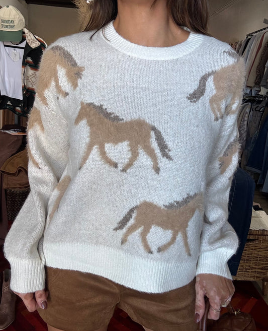 Wild Horses Cozy Pullover Sweater