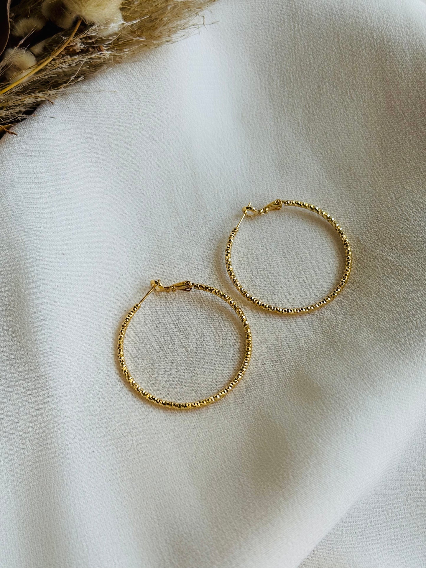 Textured Shine 14k Gold Dipped Hoops