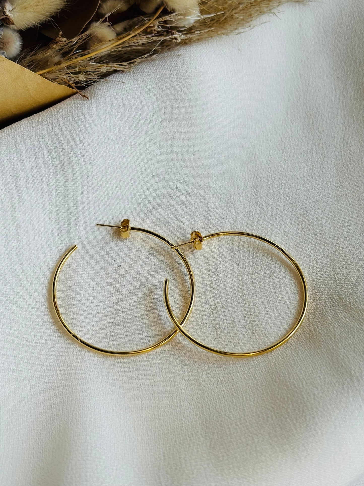 Thin 14k Gold Dipped 60mm Hoop Earring