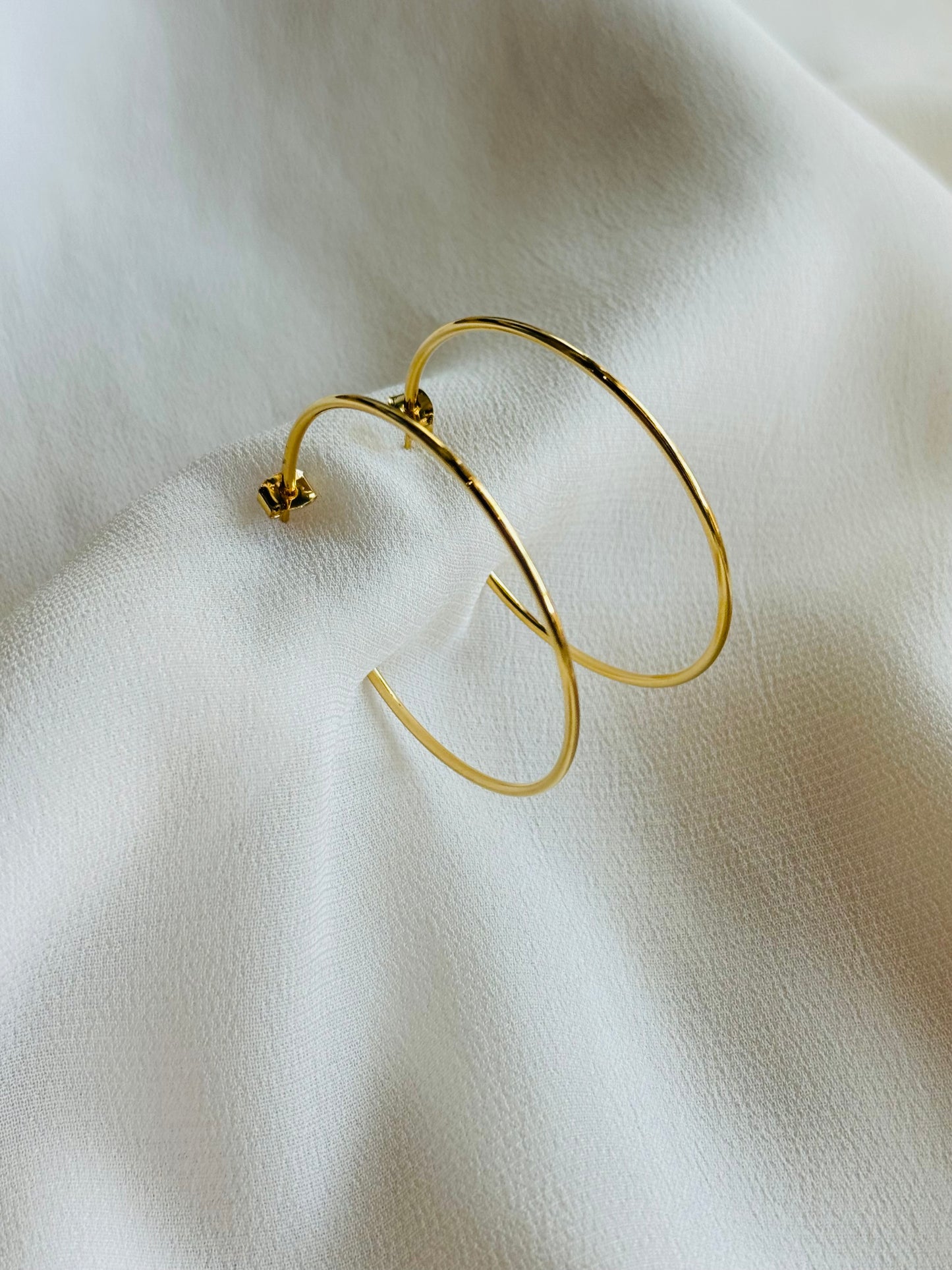 Thin 14k Gold Dipped 60mm Hoop Earring