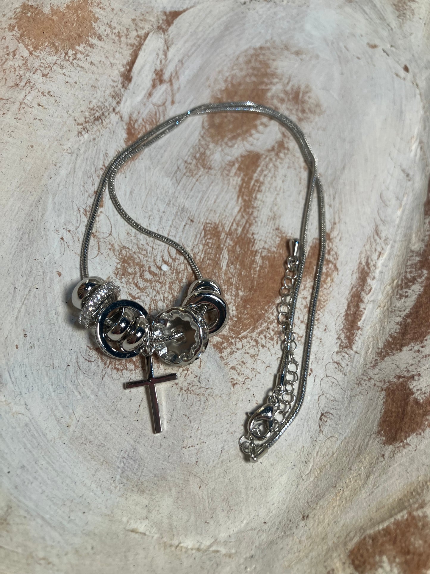 Gold Dipped Multi Ring Charms Chain Necklace