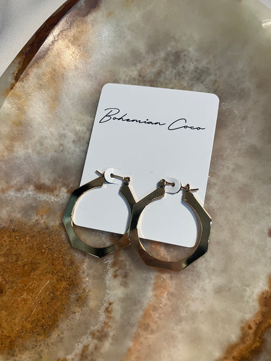 Geometric Corners Gold Hoops