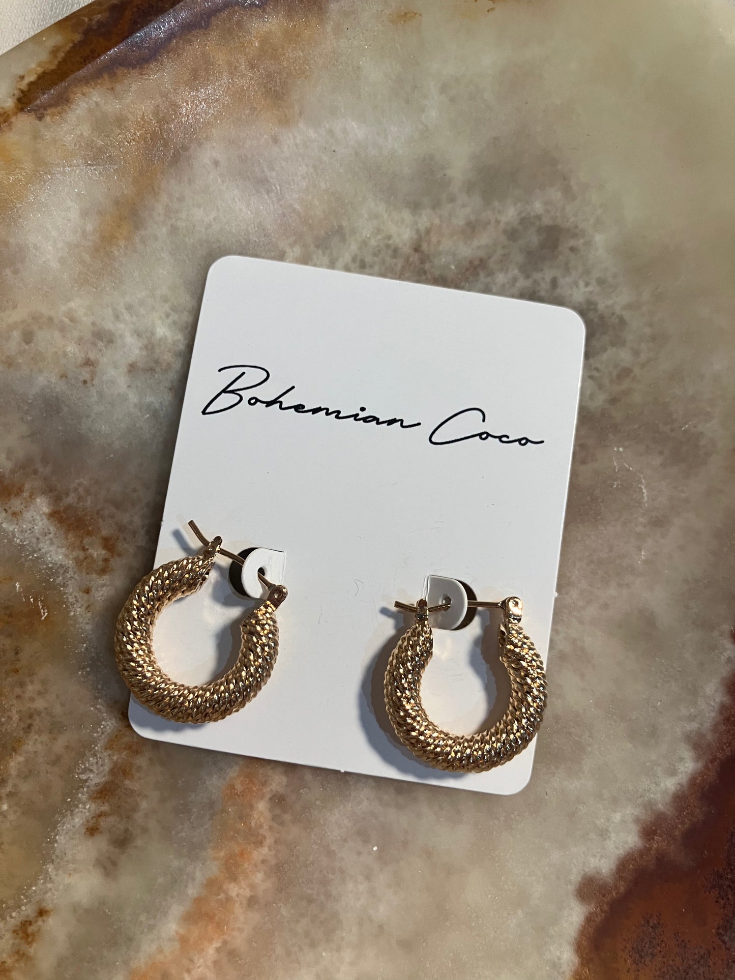 Textured Twist Gold Hoops