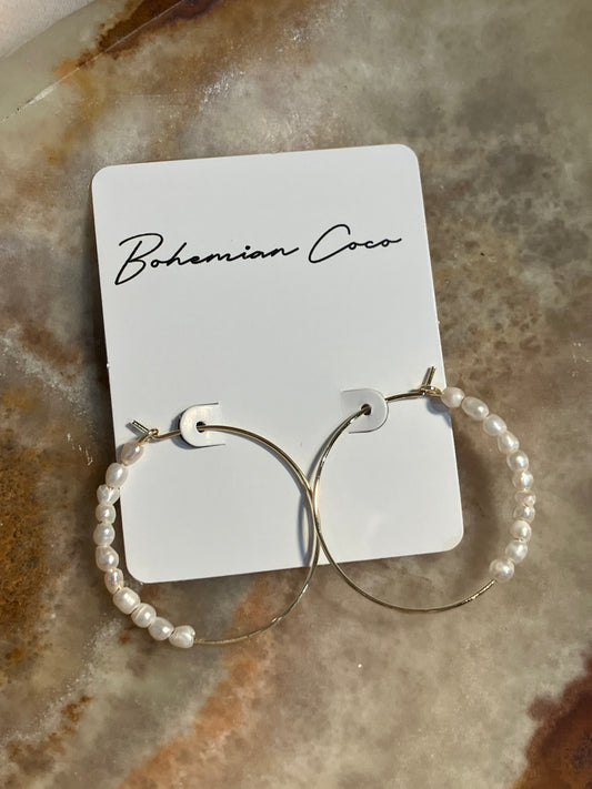 Pearl Gold Hoops