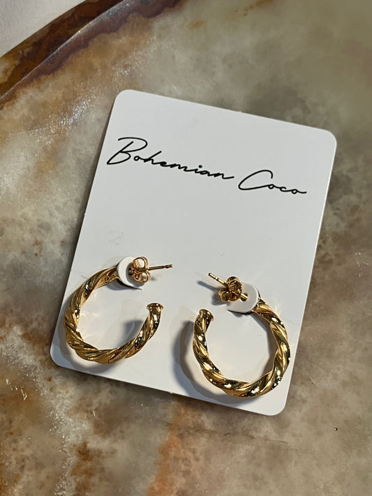 Twisted Swirl Gold Hoops