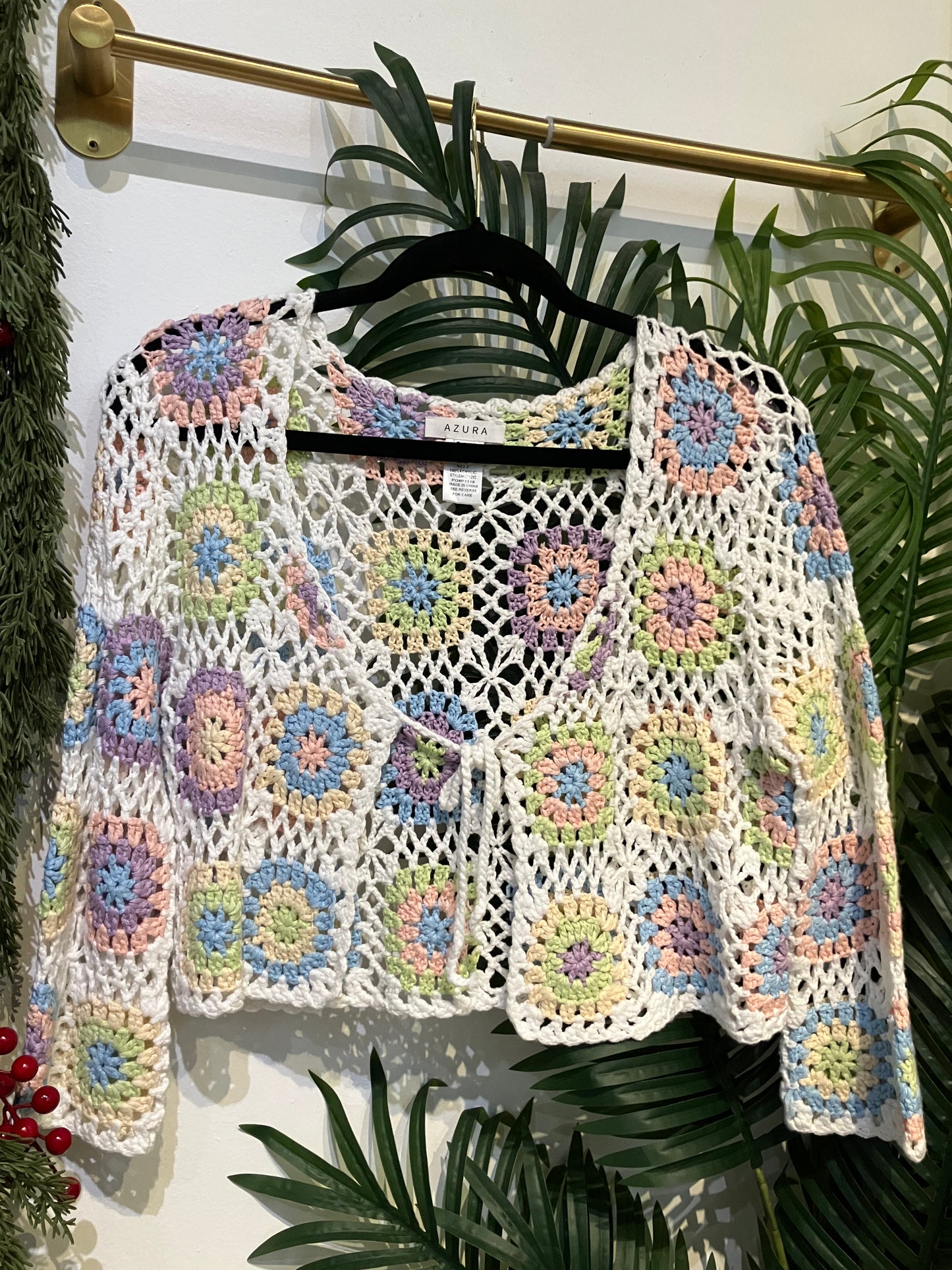 Sunset Mosaic Tie-Front Cardigan
