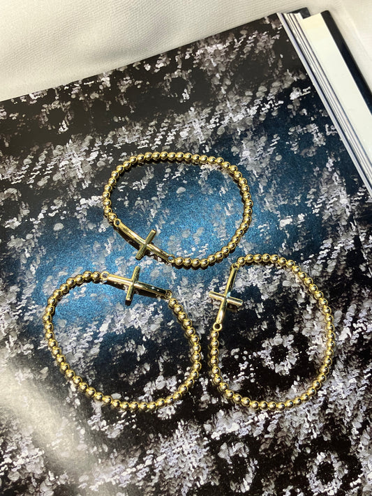Beaded Gold Cross Bracelet