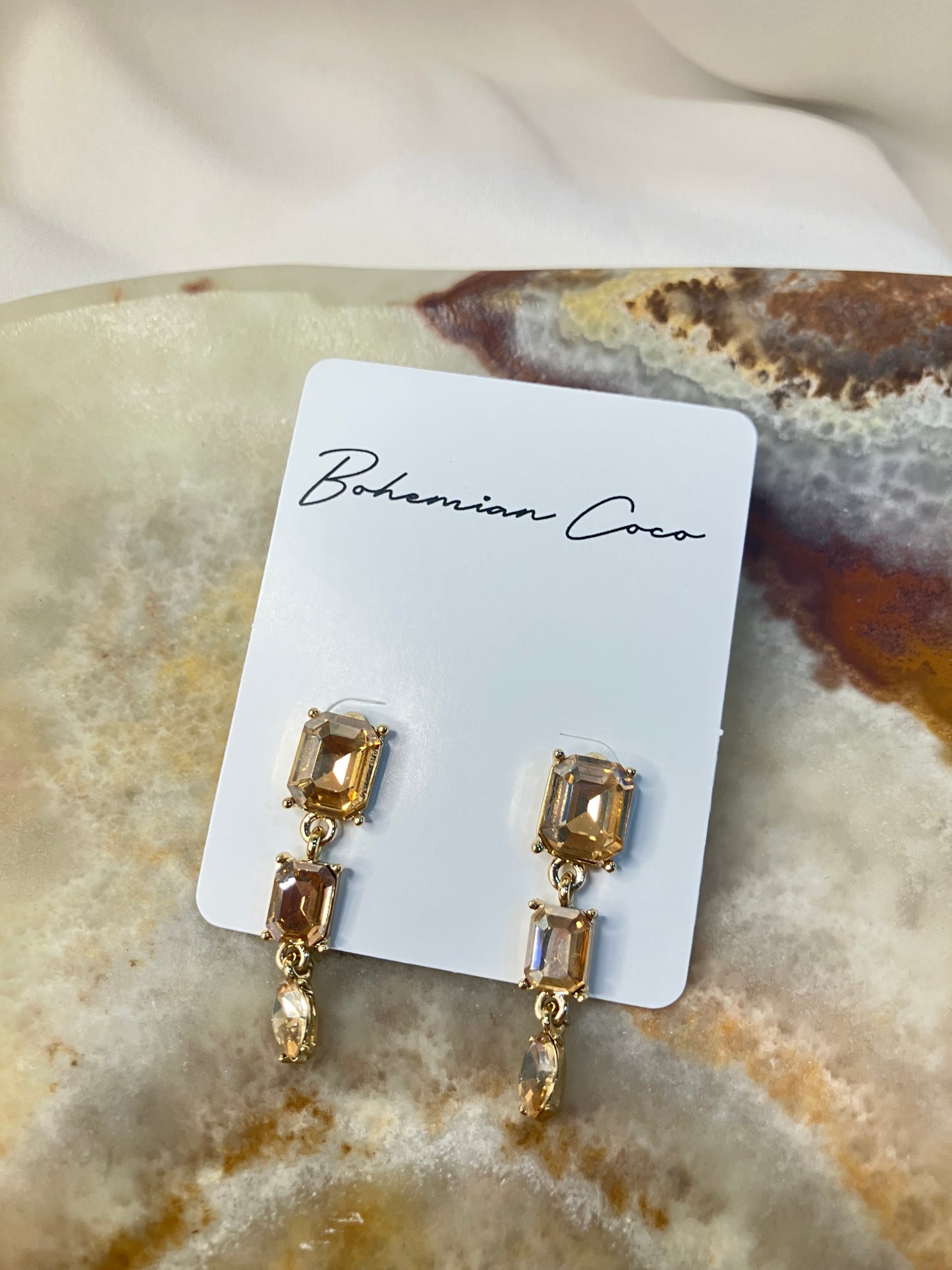 Three Stone Dangle Earrings