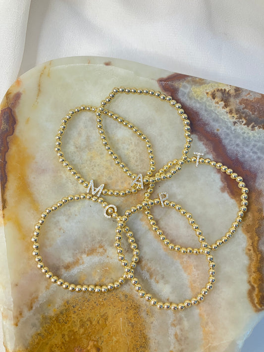 Initial Beaded Stacking Bracelet