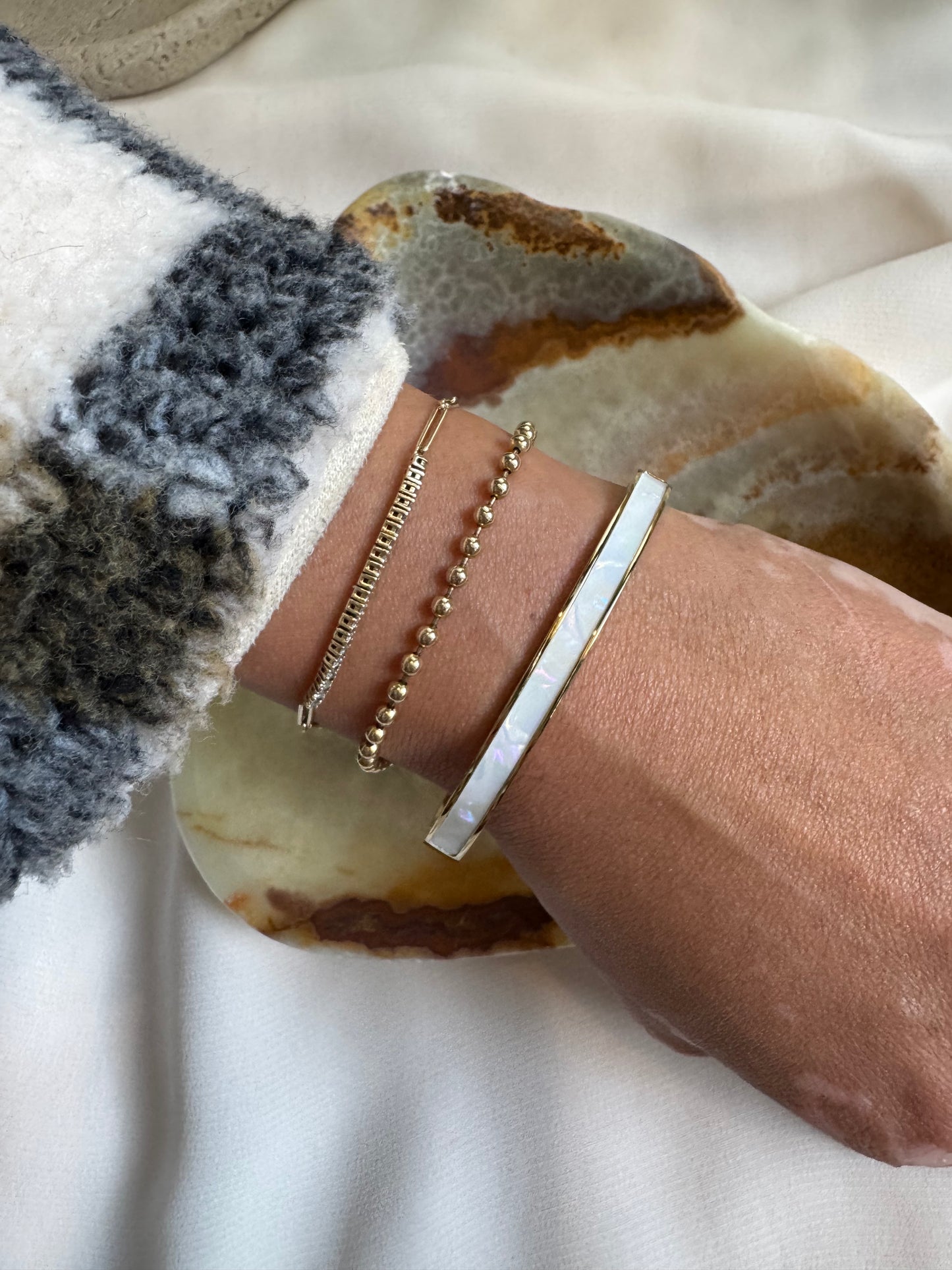 Stainless Steel White Bangle Bracelet