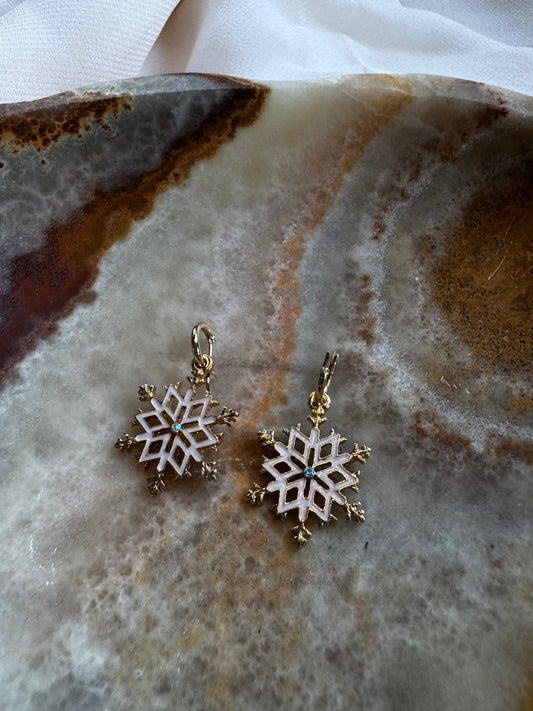 Gold Dipped Snowflake Earrings