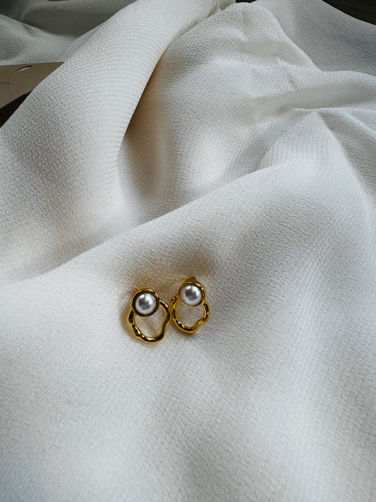 Abstract Pearl Earrings