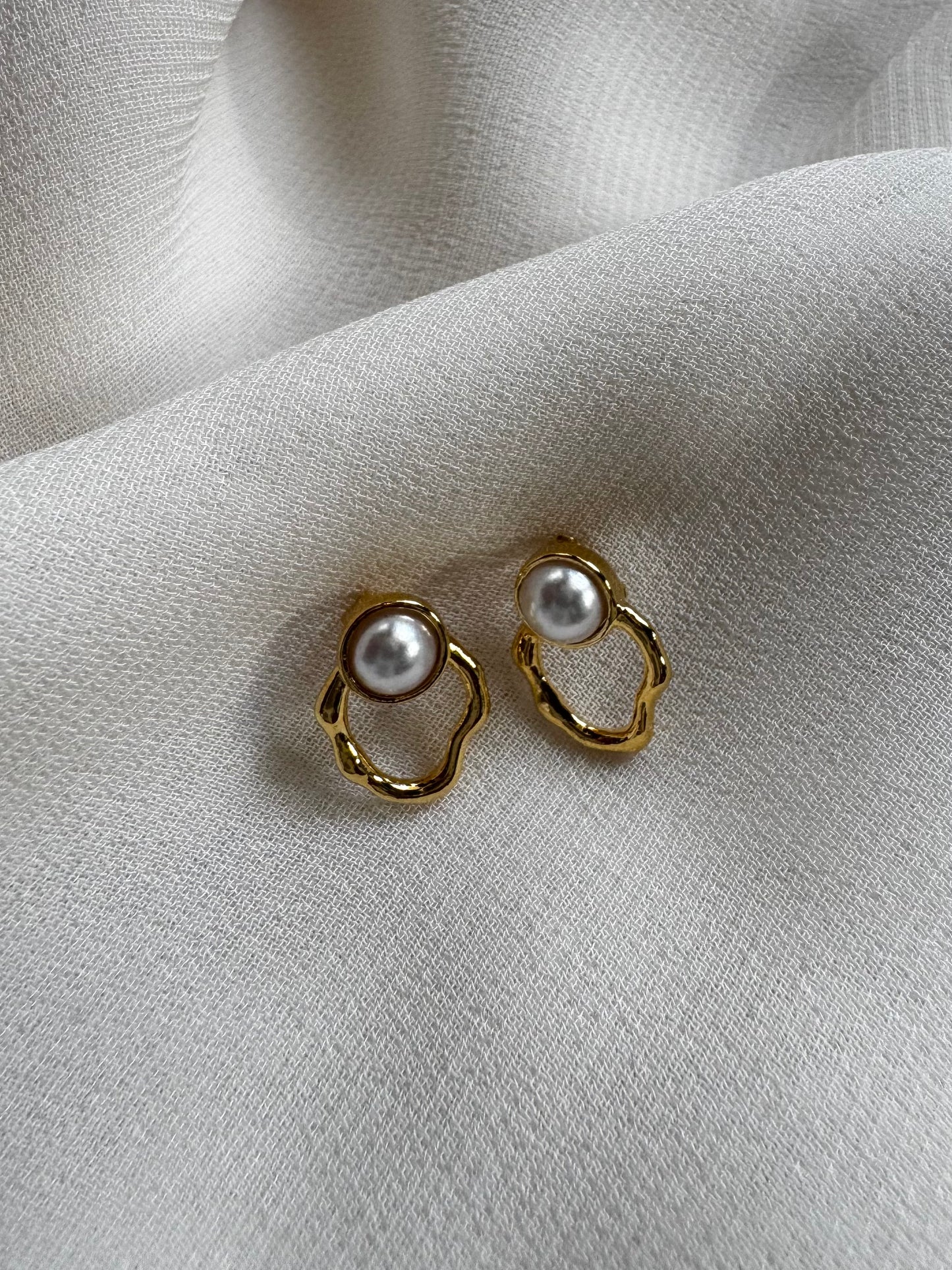 Abstract Pearl Earrings