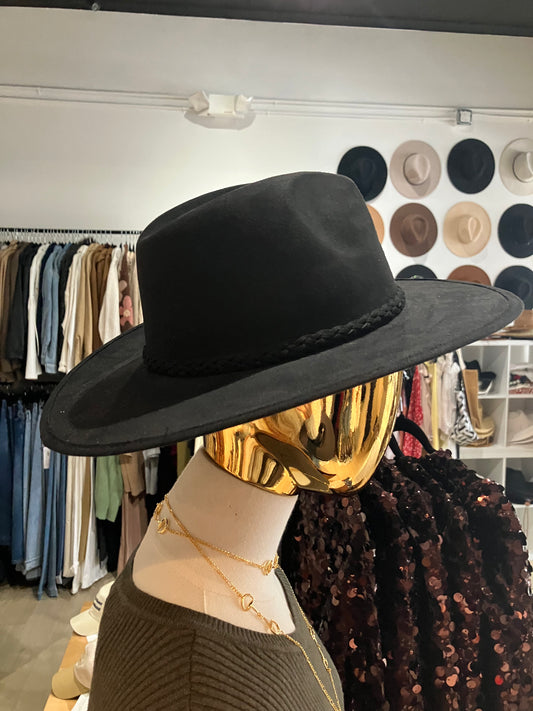 Braided Felt Wide Brimmed Hat