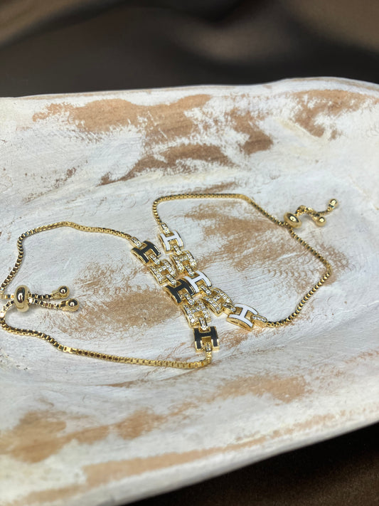 Luxe H Gold Adjustable Bracelet