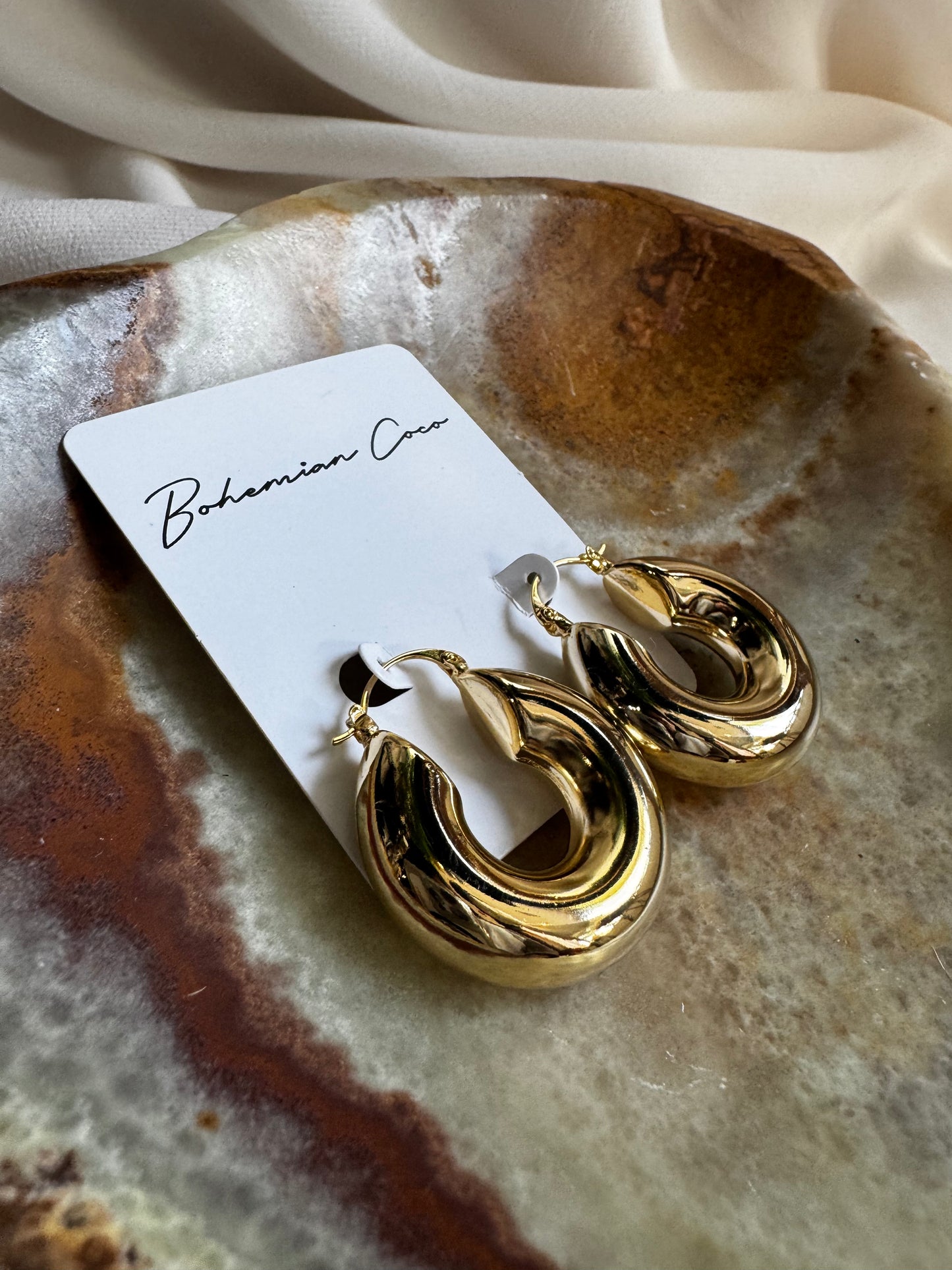 Bold Puff Hoop Earrings