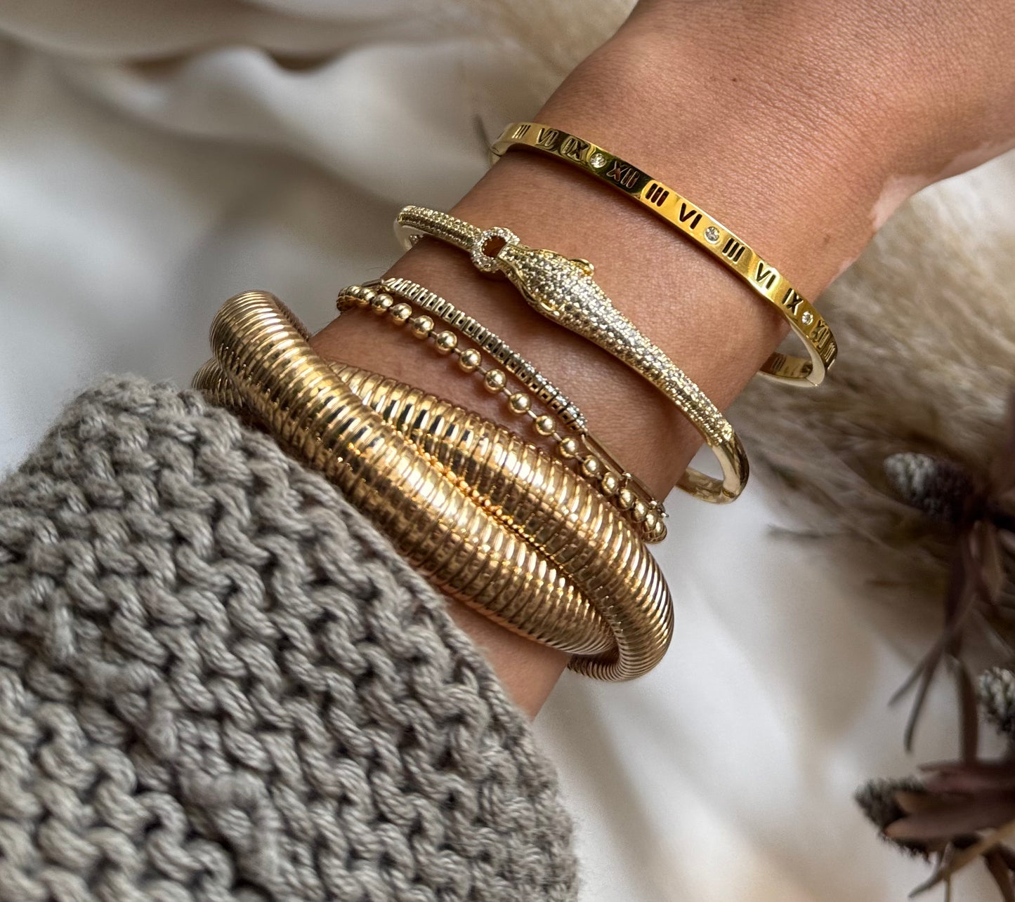 Gold Twisted Coil Bracelet