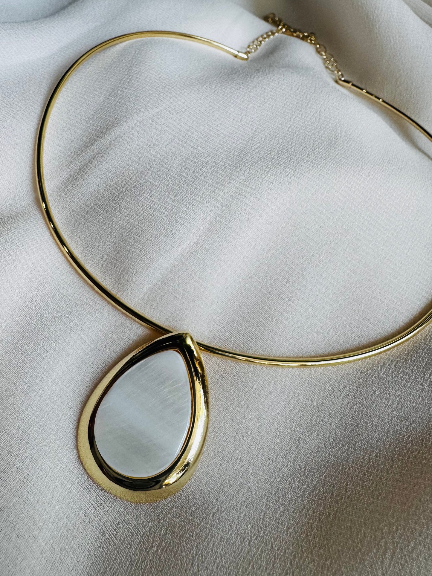 Luna Madre of Pearl Pendant Collar Necklace