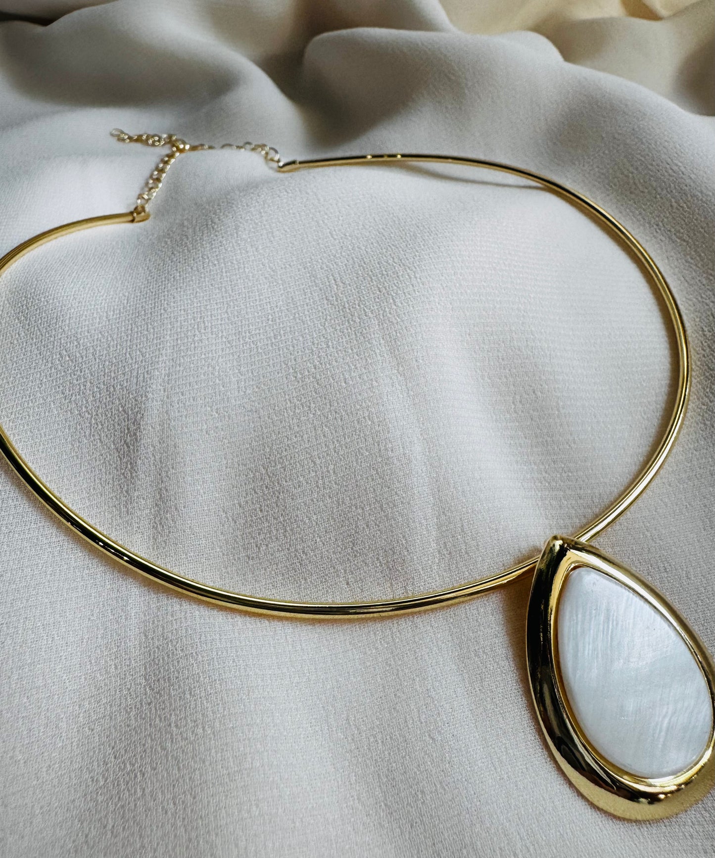 Luna Madre of Pearl Pendant Collar Necklace