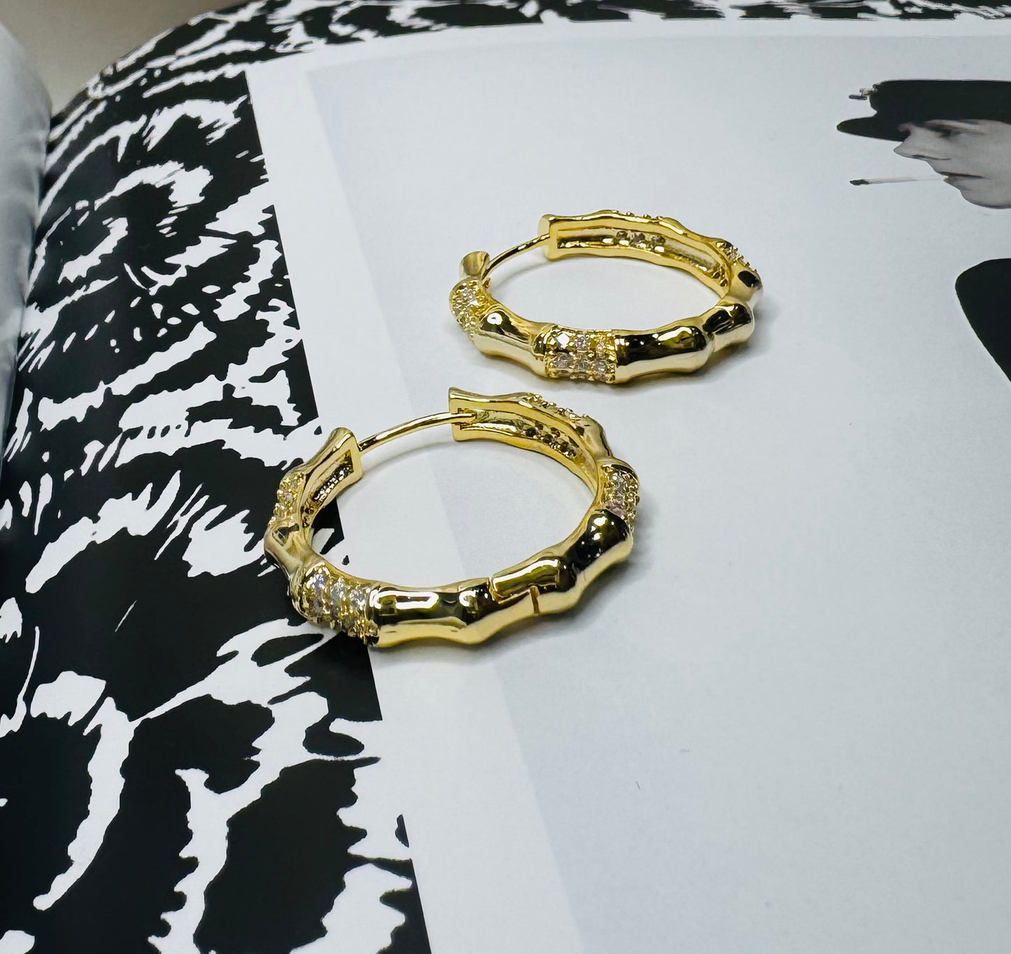Bamboo Pave Hoops