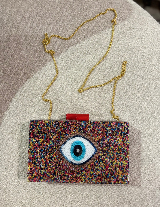 Artsy Evil Eye Acrylic Clutch Bag