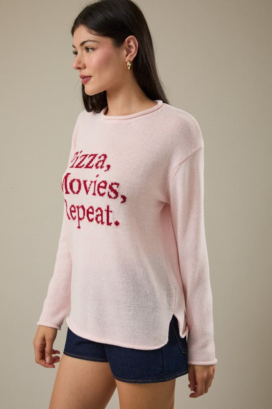 "Pizza, Movies, Repeat" Sweater