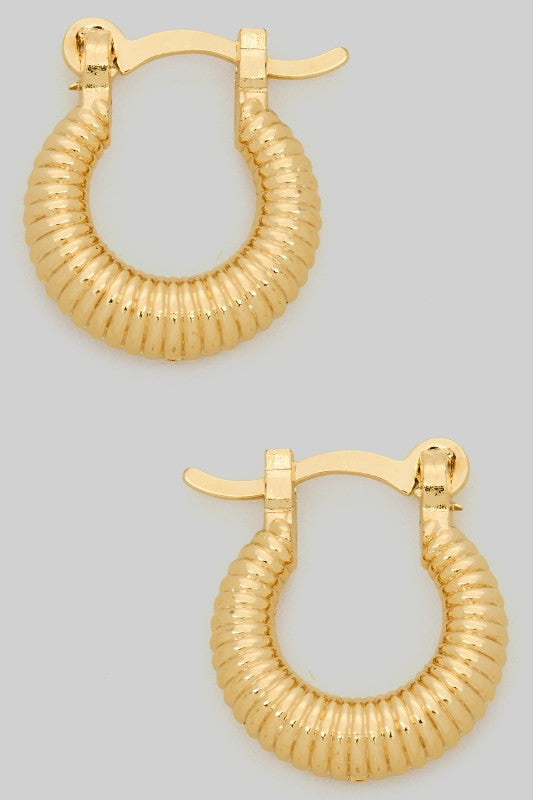 Everyday Ribbed Gold Hoops