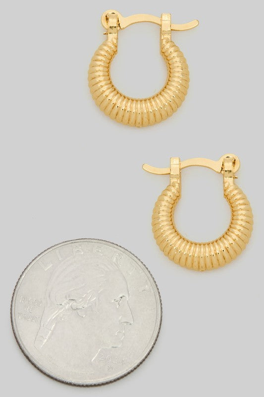 Everyday Ribbed Gold Hoops
