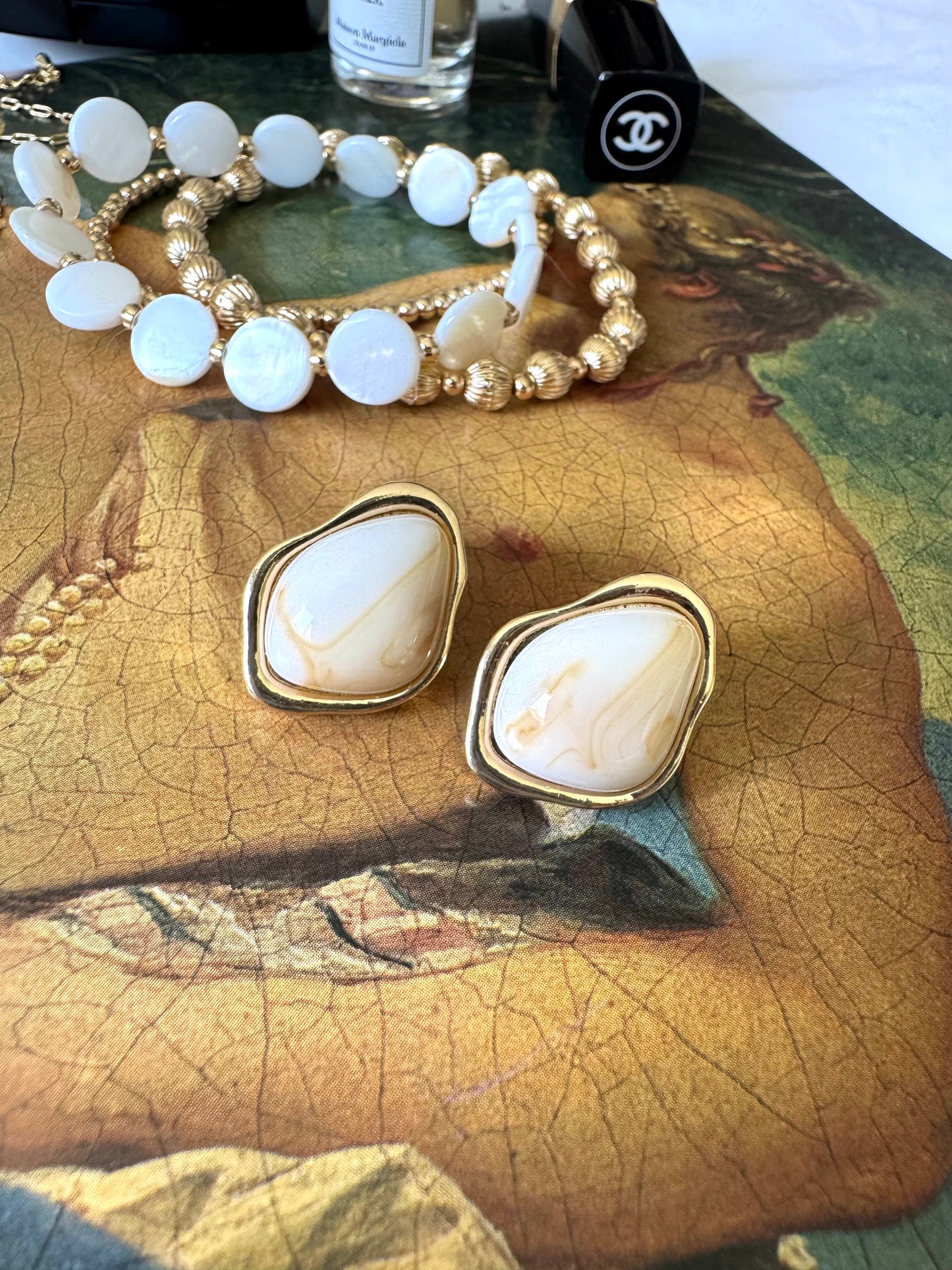 Ripple Effect Stone Stud Earrings