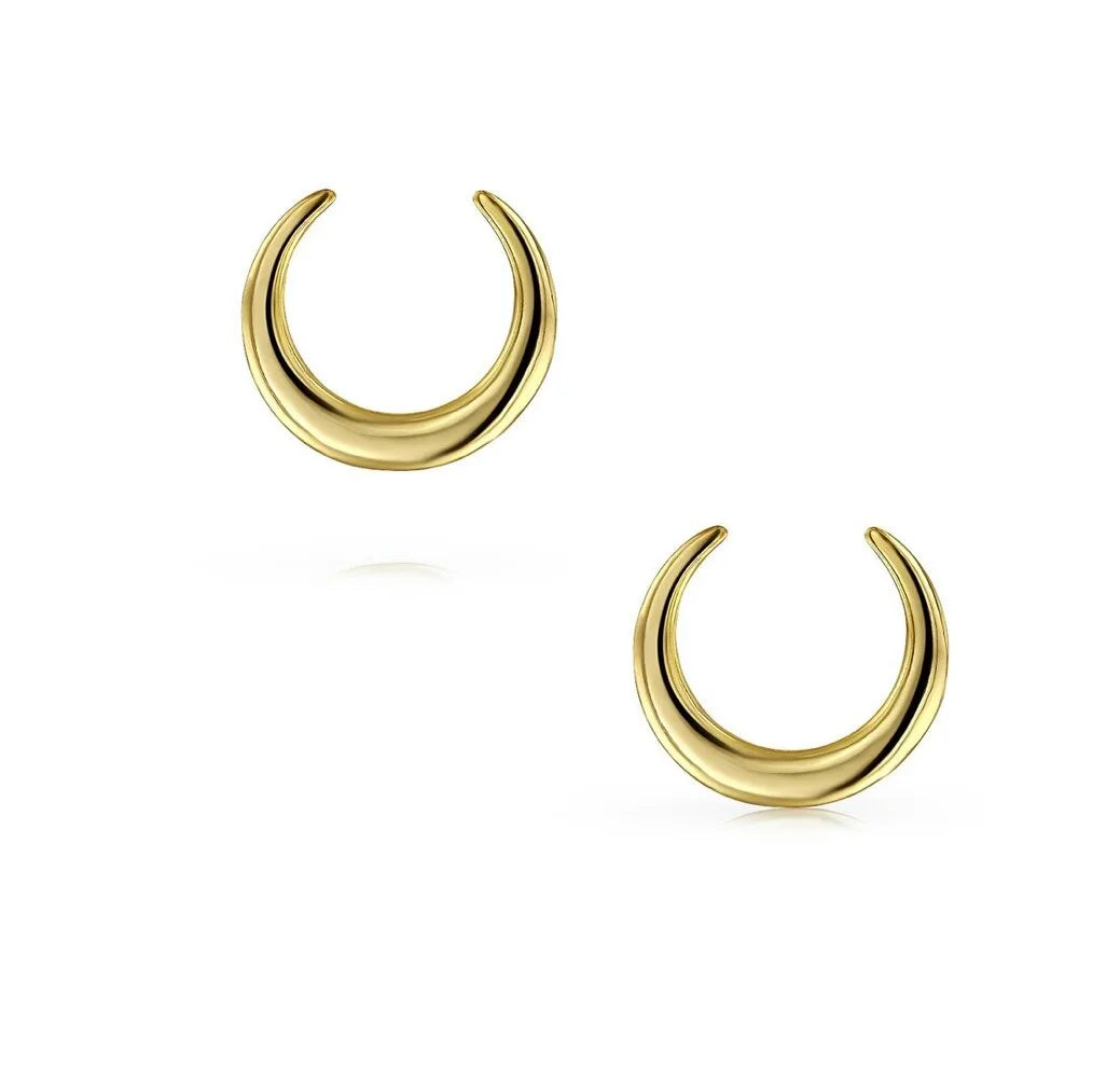 Celestial Crescent Moon Stud Earrings