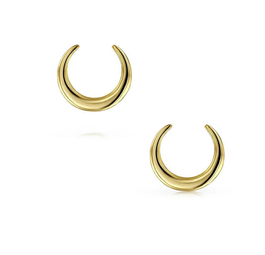 Celestial Crescent Moon Stud Earrings
