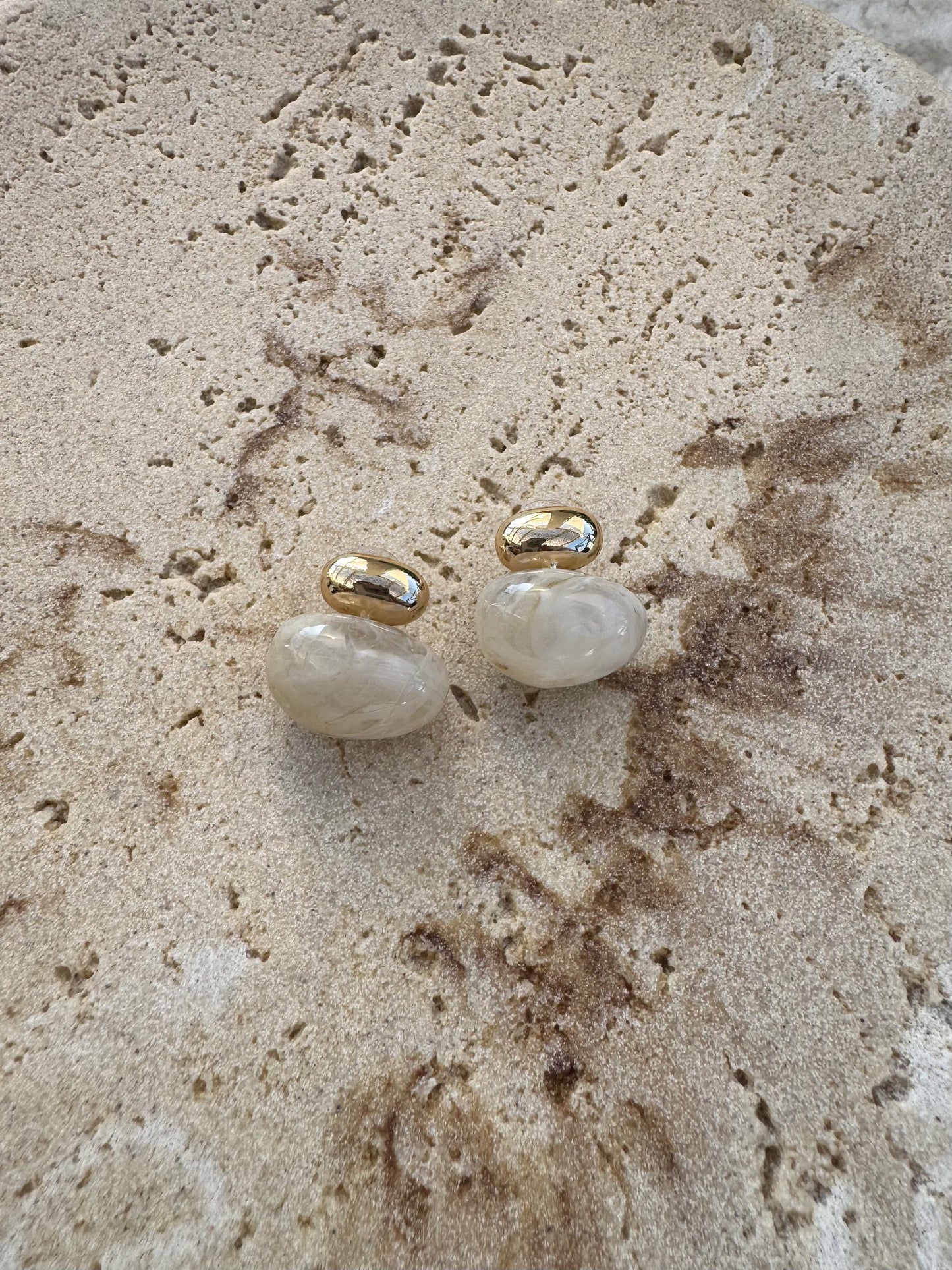 Ivory Stone Gold Studs