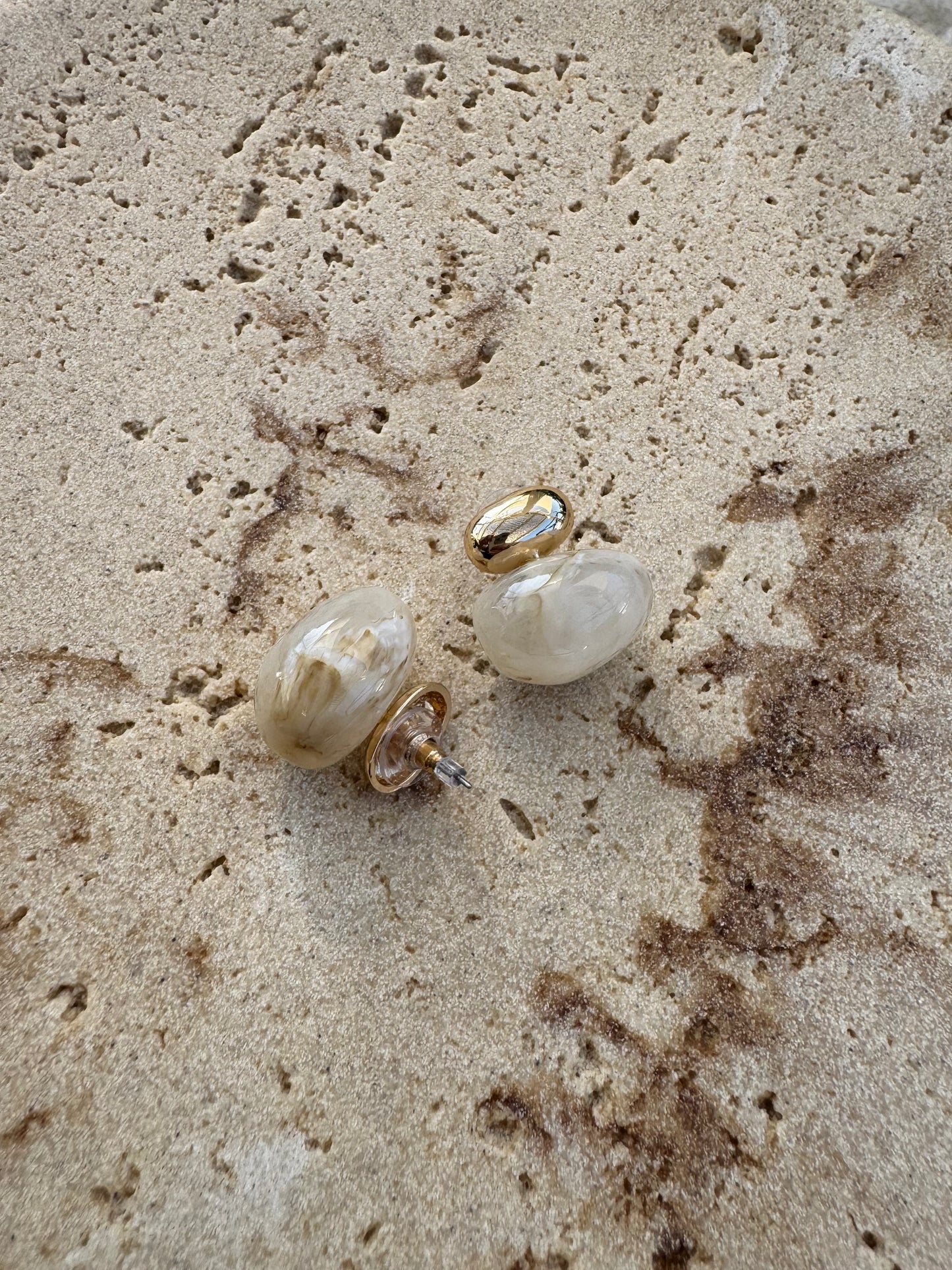 Ivory Stone Gold Studs