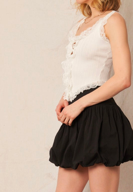 Noir Chic Mini Bubble Skirt