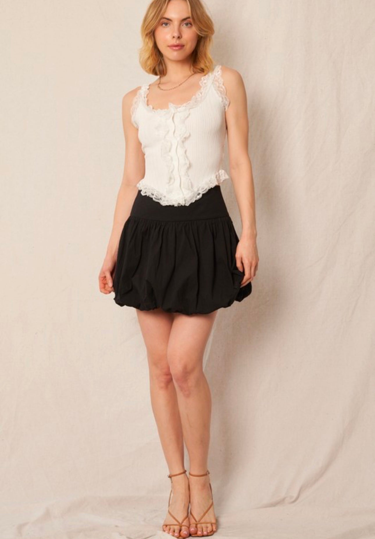 Noir Chic Mini Bubble Skirt