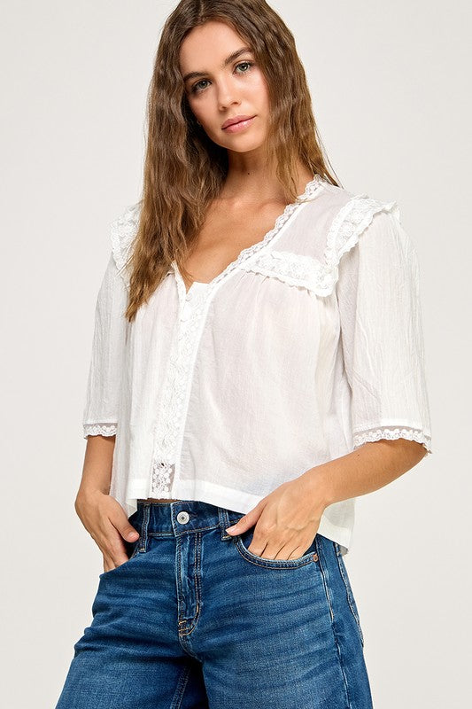 Luna Lace V-Neck Top