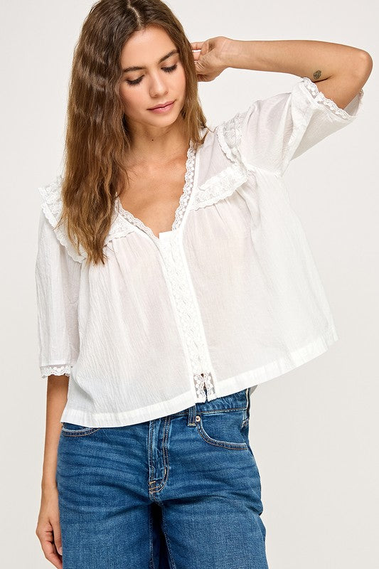 Luna Lace V-Neck Top