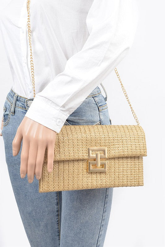 Puerto Vallarta Straw Flap Clutch