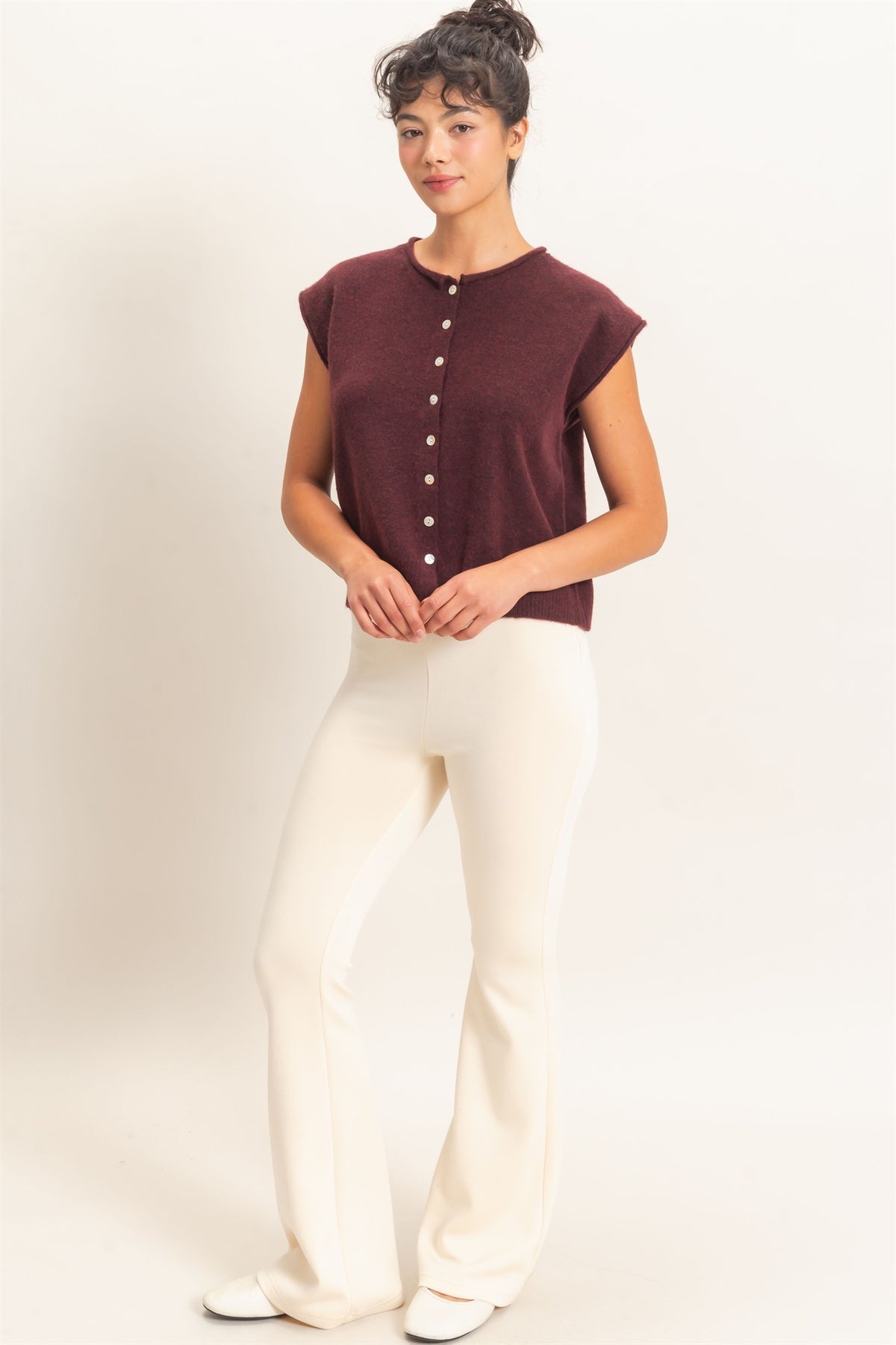 Merlot Rolled Edge Knit Vest