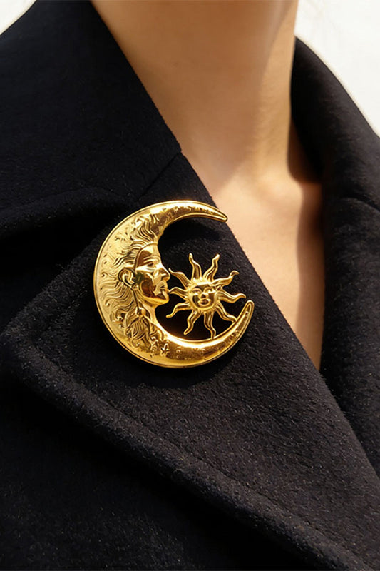 Sun And Moon Brooch Pin
