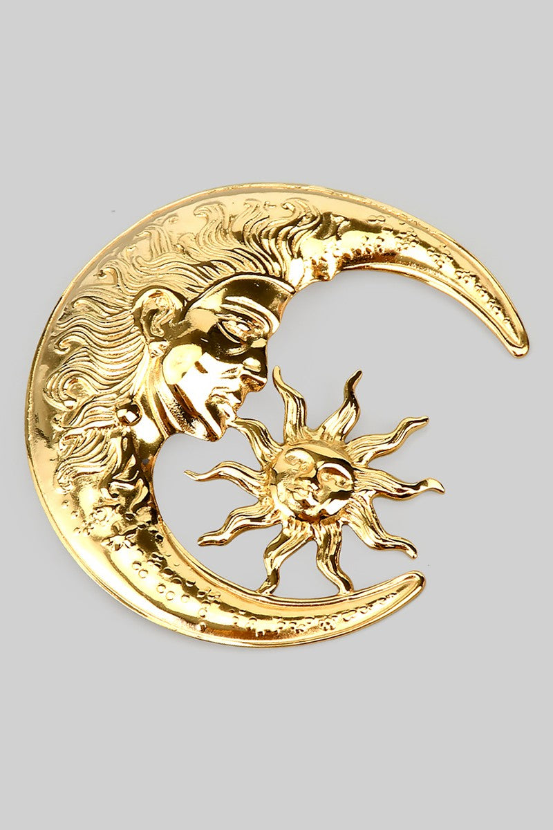 Sun And Moon Brooch Pin