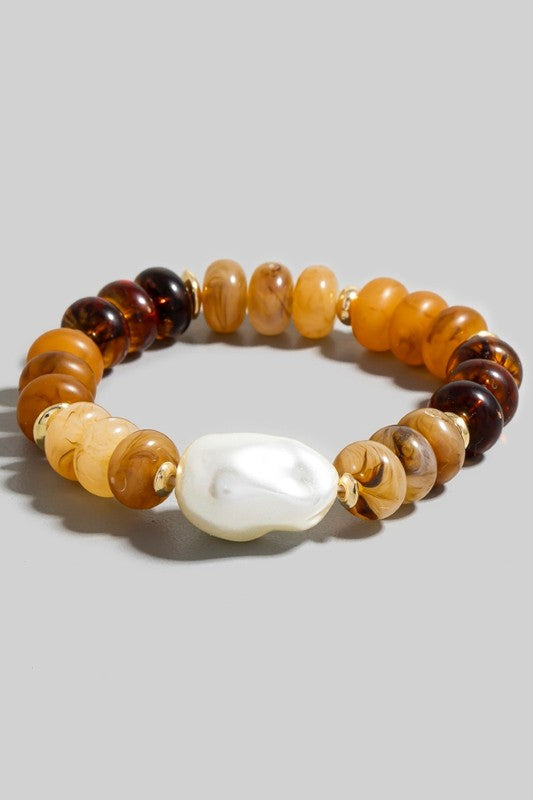 Wide Pearl Beaded Bracelet