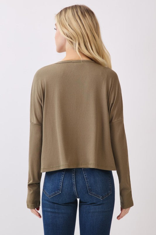 Olive Flow Ribbed Button Up Cardigan