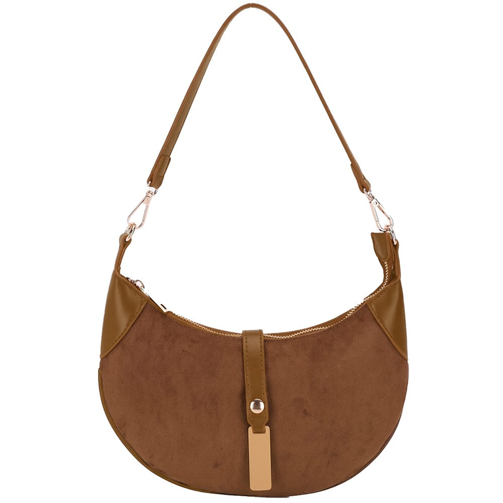 Curve Suede Chic Shoulder Bag